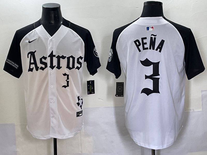 Men 2025 Houston Astros #3 Pena white black Five generations Joint Name Nike MLB Jersey style 7->houston astros->MLB Jersey